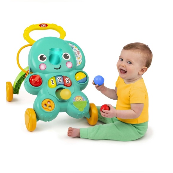 Bright Starts Stroll 'n Roll 2-in-1 Ball Play Baby Walker Elephant - Picture 2 of 4